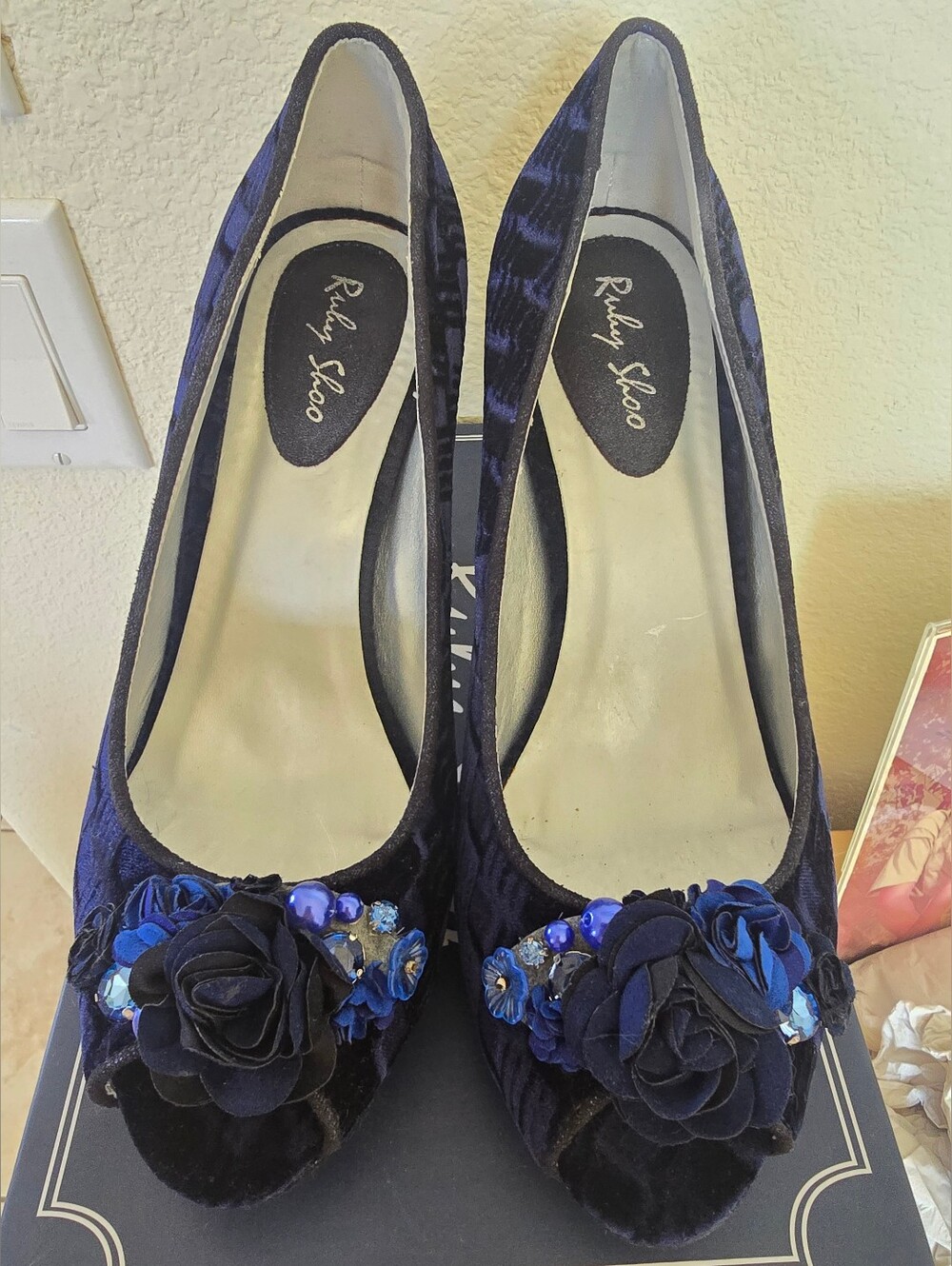 Ruby Shoo Women's Navy  Peep-Toe Heels
